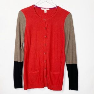 Belford Pima Cotton Colorblock Cardigan Medium